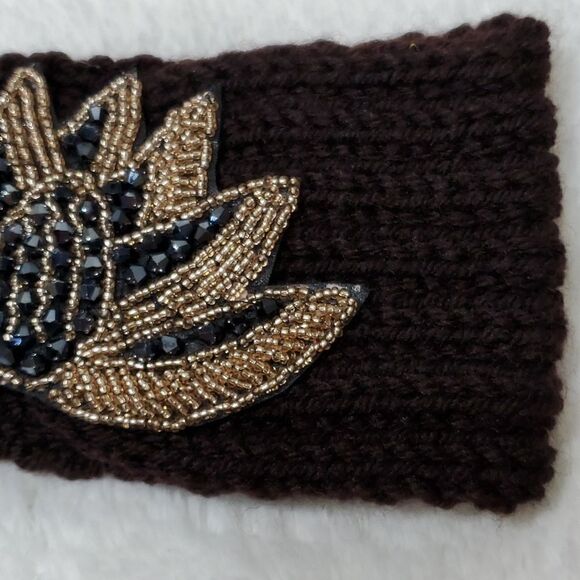 SALE Black Rhinestone Bling Knit Head Wrap Ski HeadBand - Picture 6 of 8